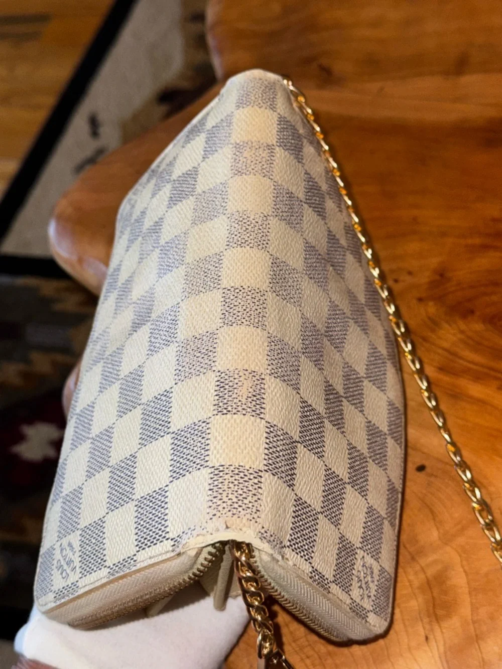 Louis Vuitton AZUR DAMIER zippy wallet vintage with unbranded chain removable - Picture 6 of 14